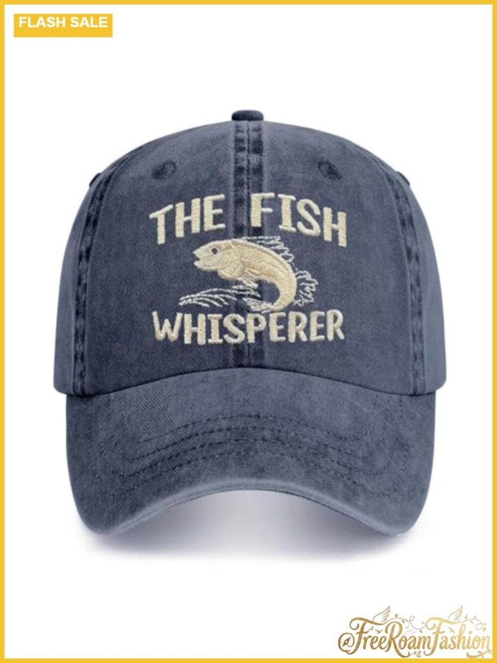 Washed Cotton Baseball Cap The Fish Whisperer Embroidered Adjustable Fishing Hat